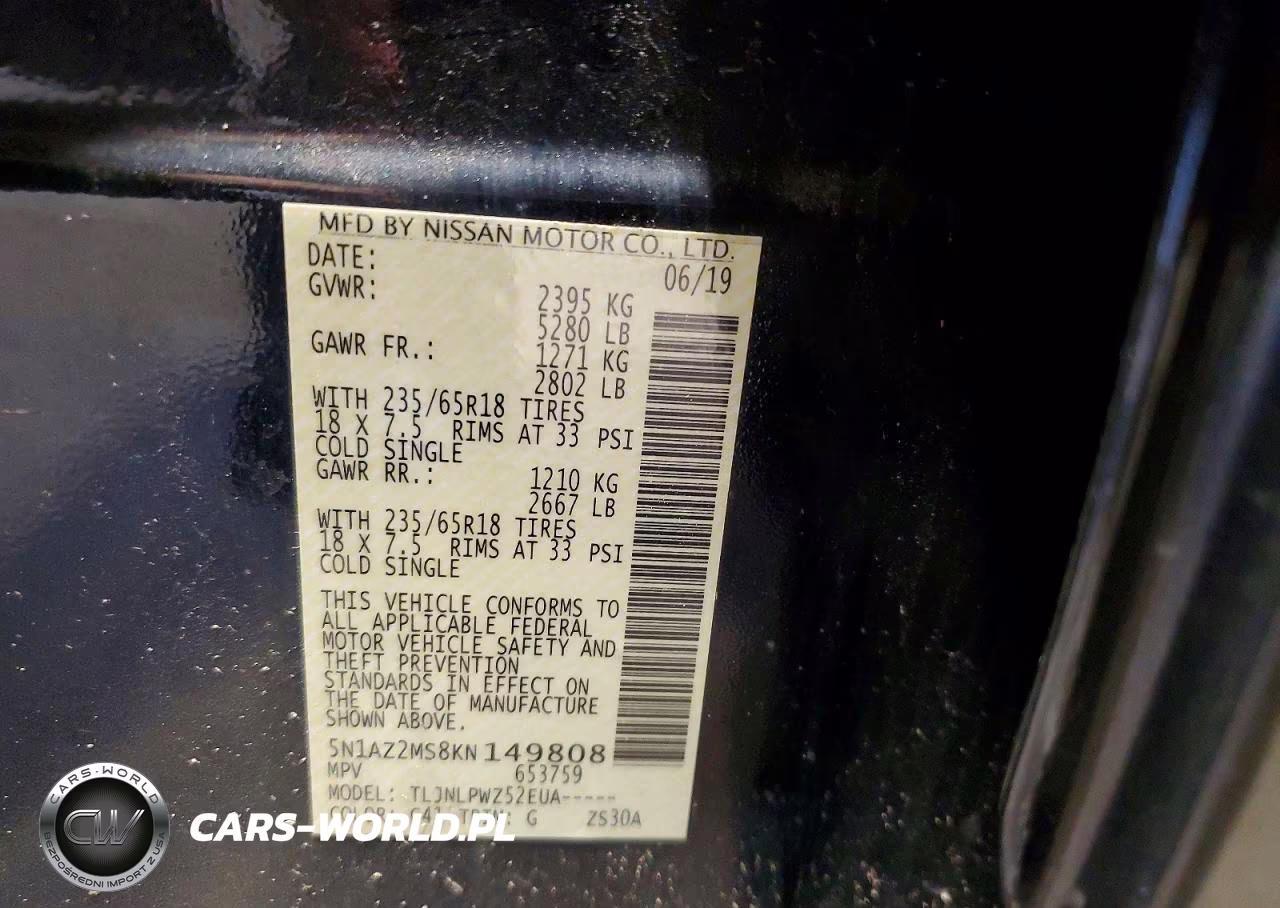 2019 Nissan Murano S VIN:5N1AZ2MS8KN149808 - 13