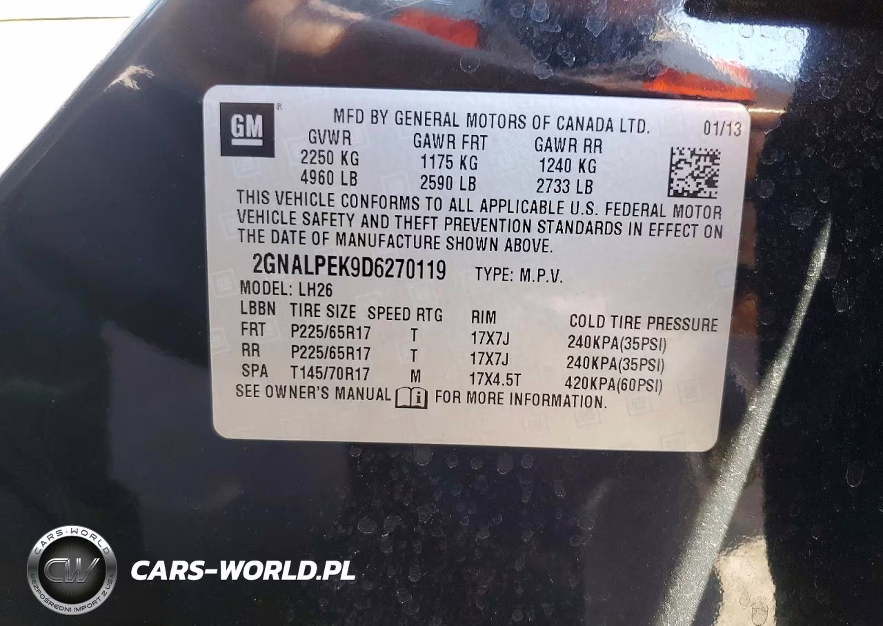 2013 Chevrolet Equinox Lt VIN:2GNALPEK9D6270119 - 13