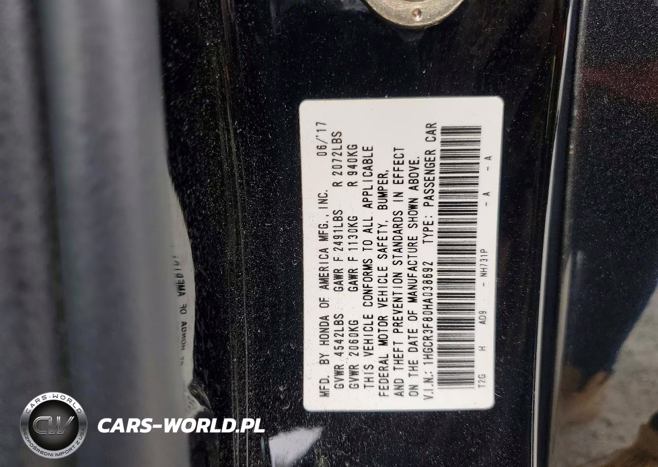 2017 Honda Accord Exl VIN:1HGCR3F80HA038692 - 12