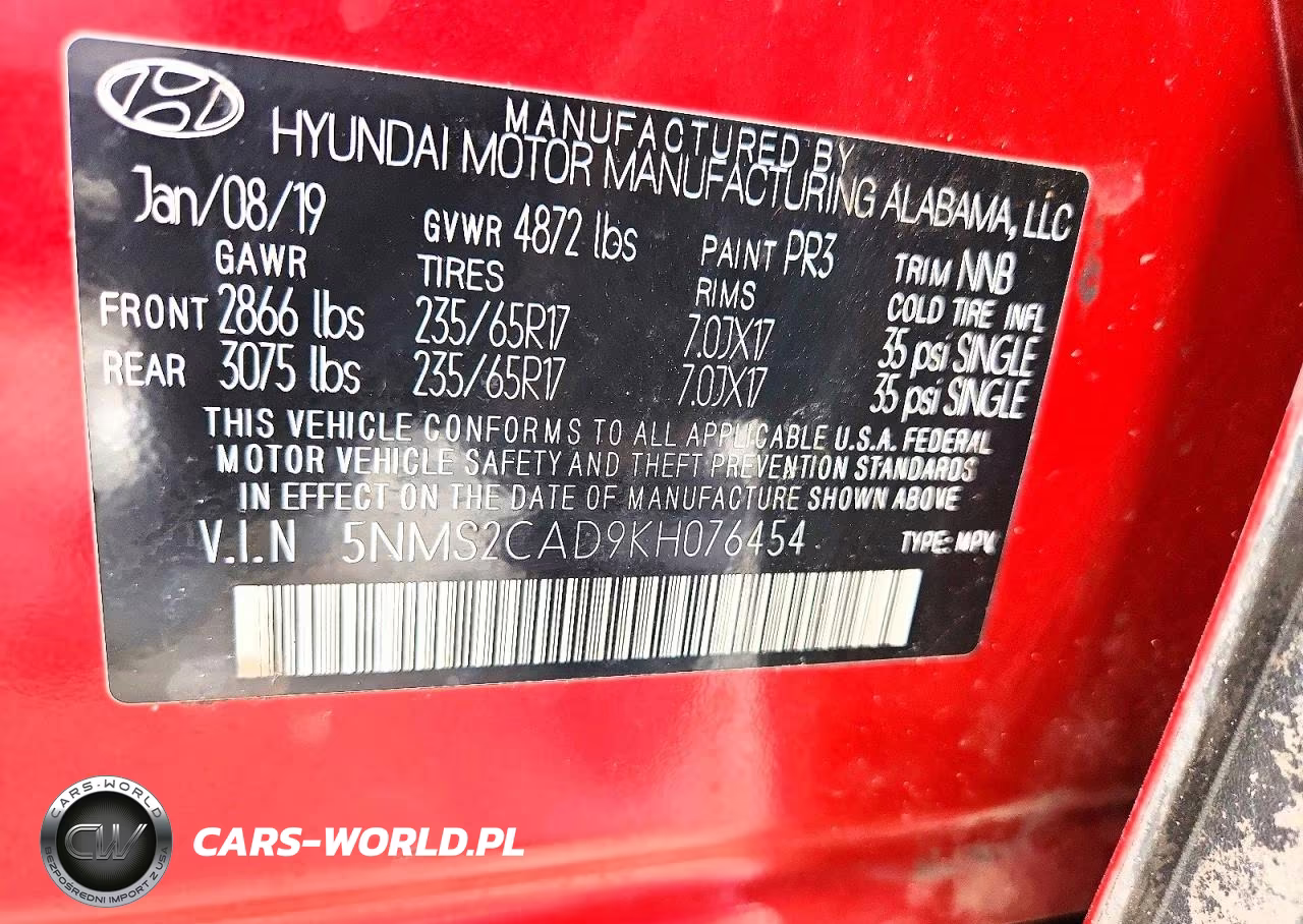 2019 Hyundai Santa Fe Se VIN:5NMS2CAD9KH076454 - 12