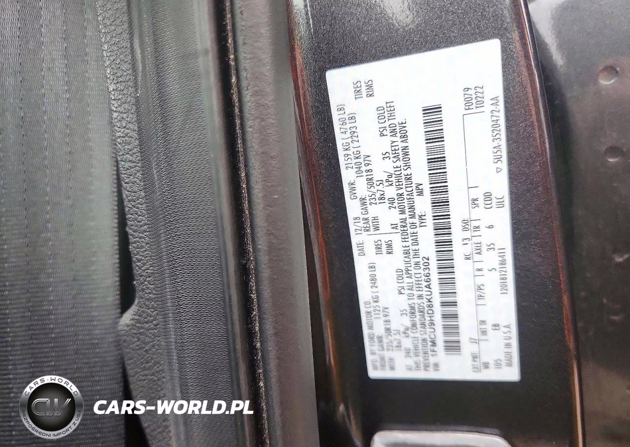 2019 Ford Escape Sel VIN:1FMCU9HD8KUA66302 - 13