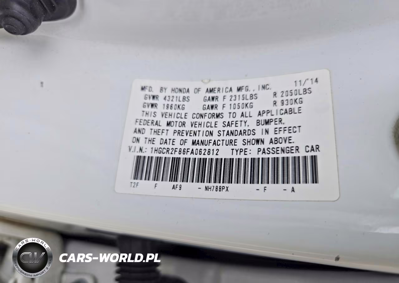 2015 Honda Accord Exl VIN:1HGCR2F86FA062812 - 12