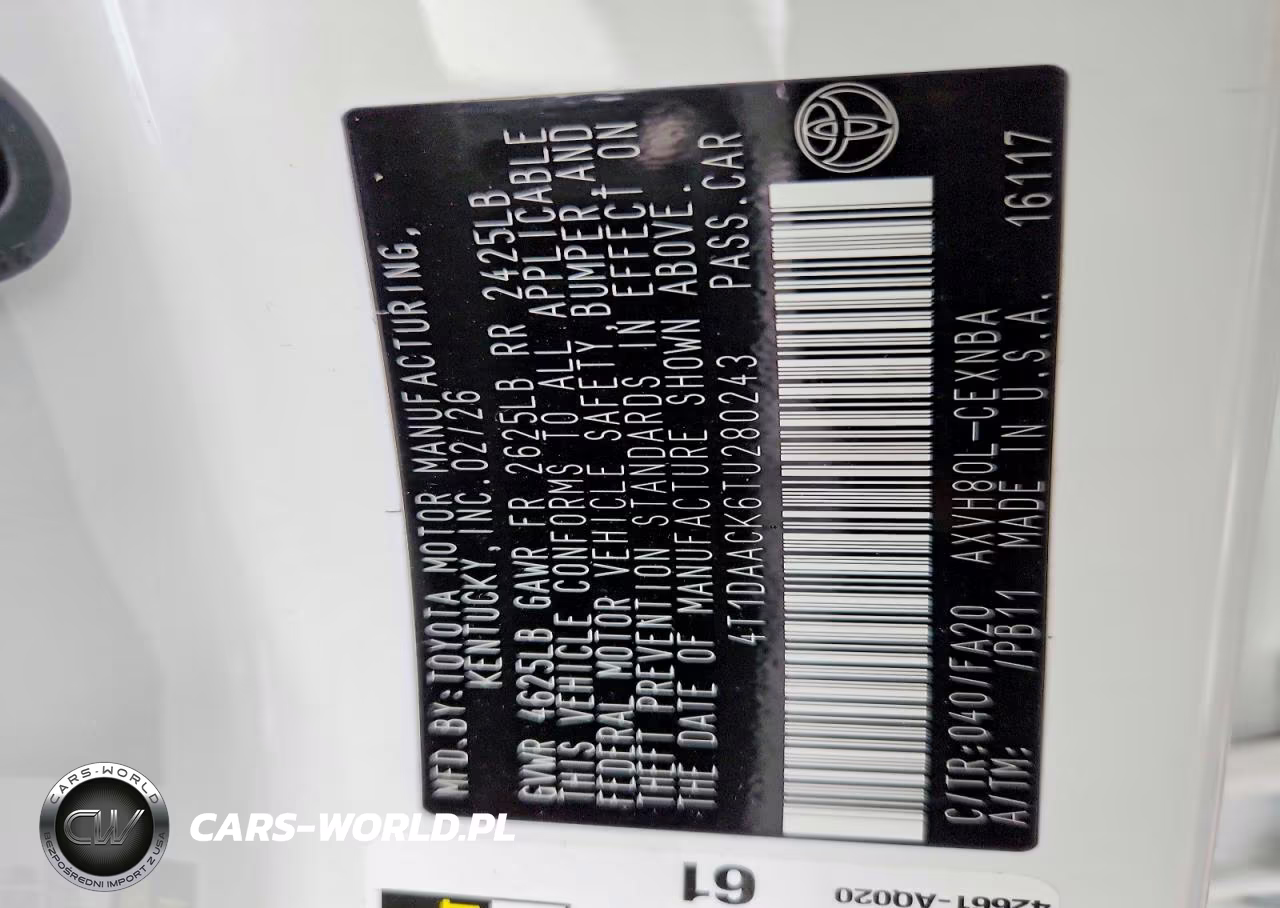 2026 Toyota Camry Le VIN:4T1DAACK6TU280243 - 12