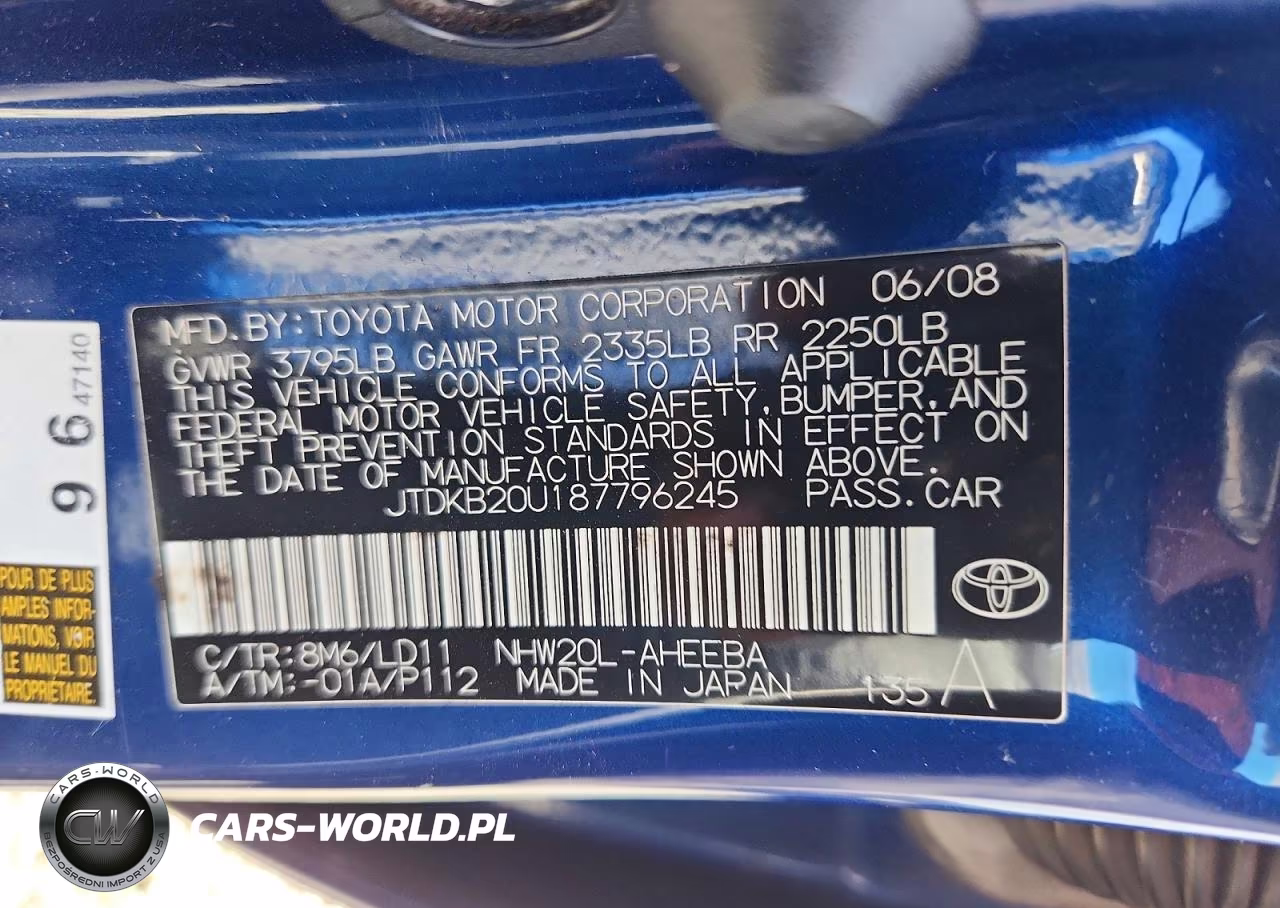 2008 Toyota Prius Touring VIN:JTDKB20U187796245 - 12