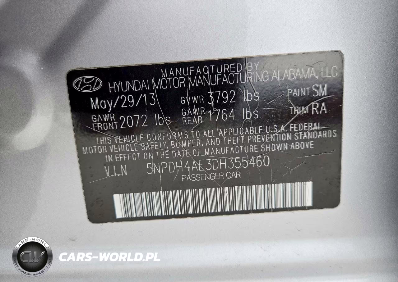 2013 Hyundai Elantra Gls VIN:5NPDH4AE3DH355460 - 12