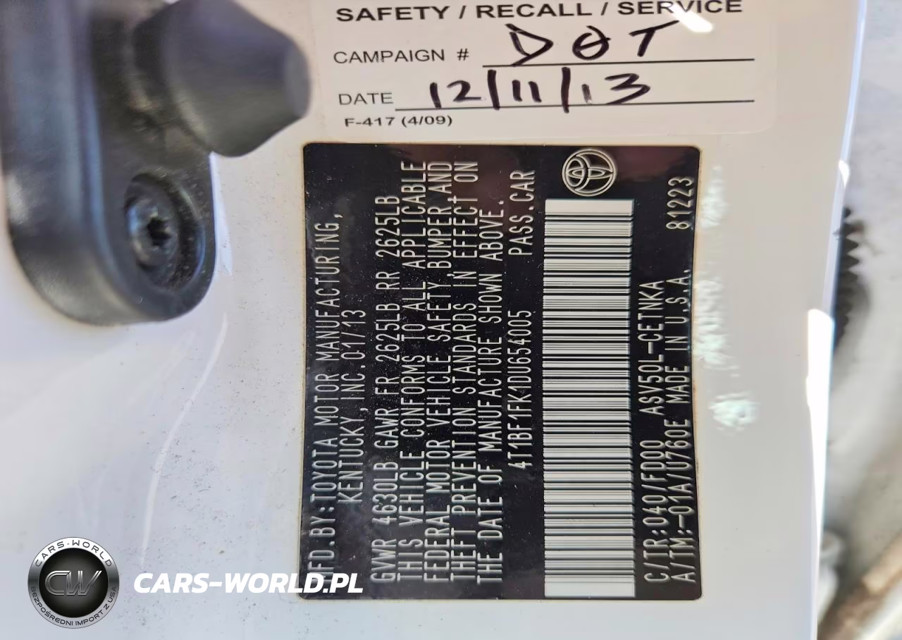 2013 Toyota Camry Le VIN:4T1BF1FK1DU654005 - 12