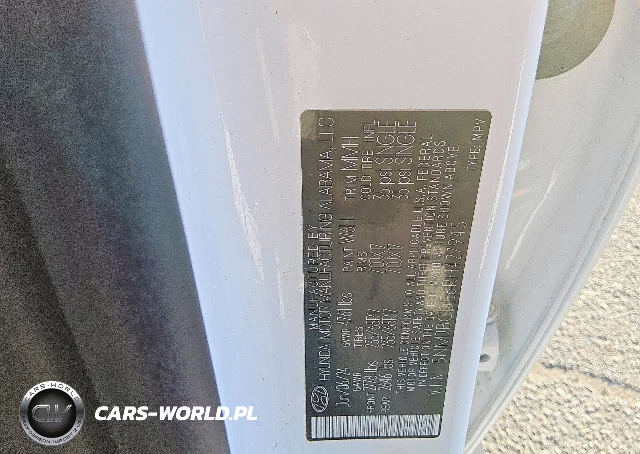 2024 Hyundai Tucson Sel VIN:5NMJBCDE6RH427945 - 5