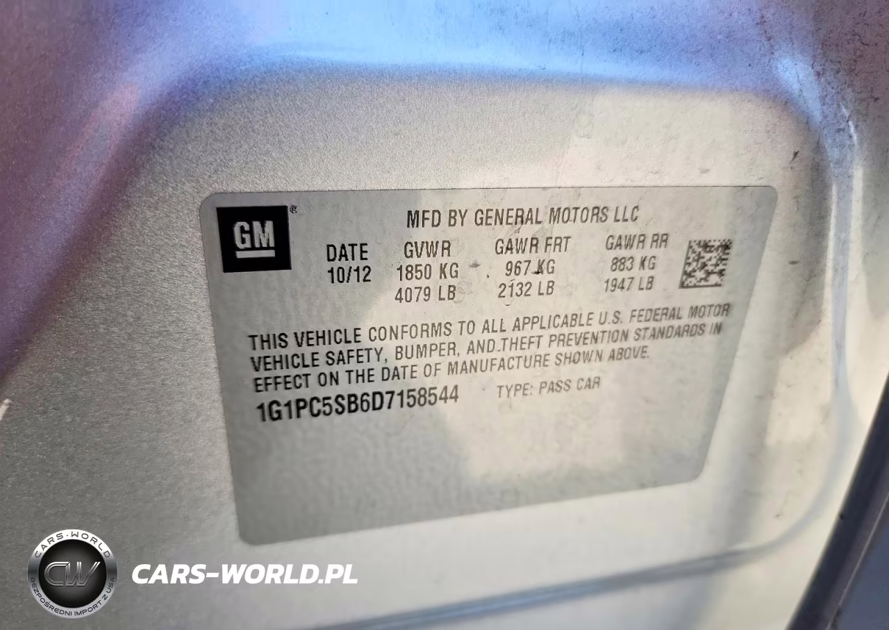 2013 Chevrolet Cruze Lt VIN:1G1PC5SB6D7158544 - 12