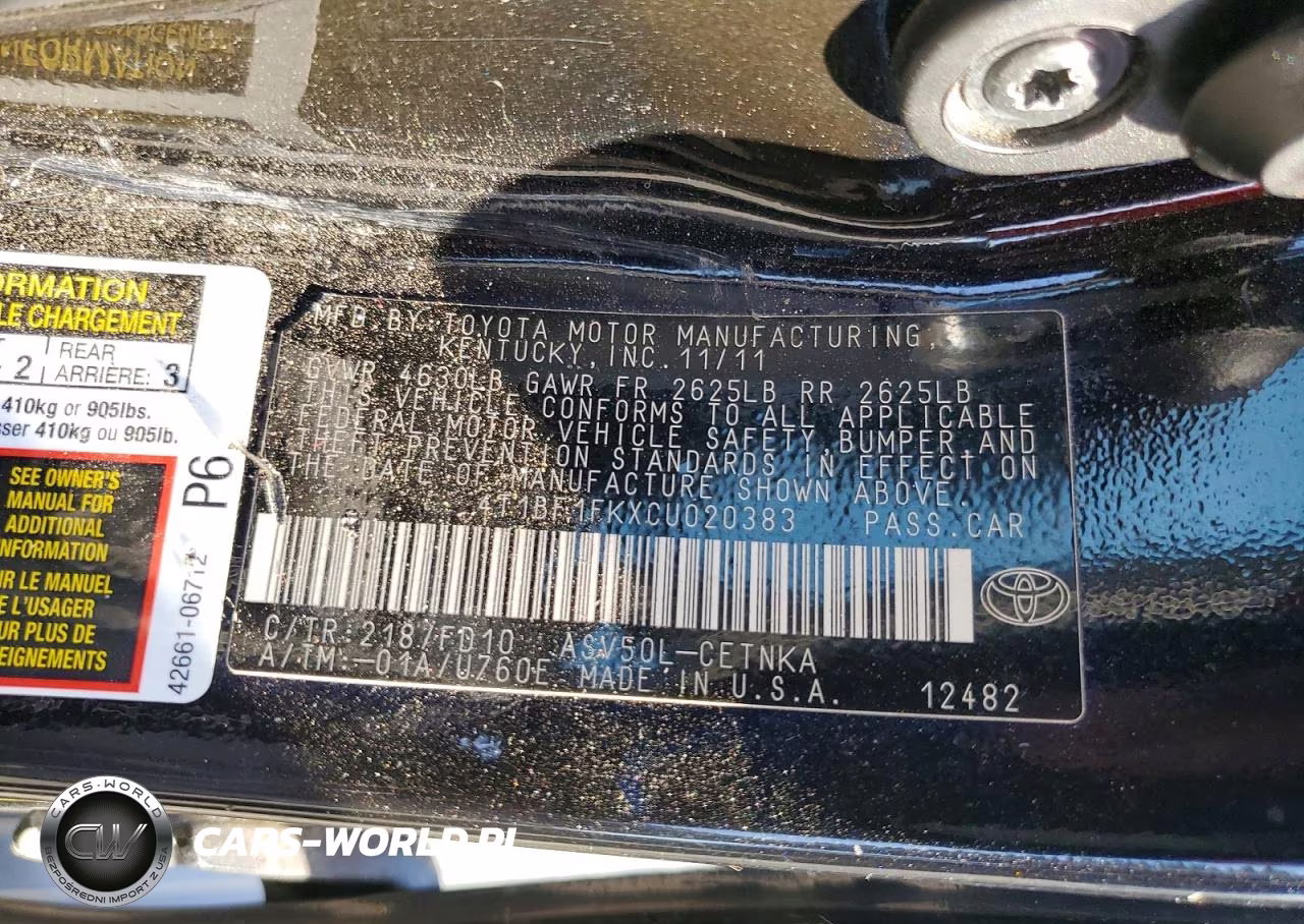 2012 Toyota Camry Le VIN:4T1BF1FKXCU020383 - 13