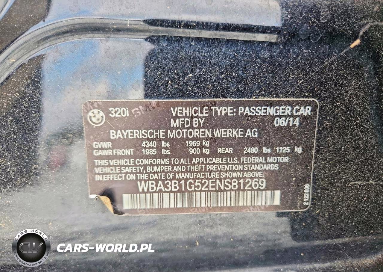 2014 BMW 320 I VIN:WBA3B1G52ENS81269 - 12