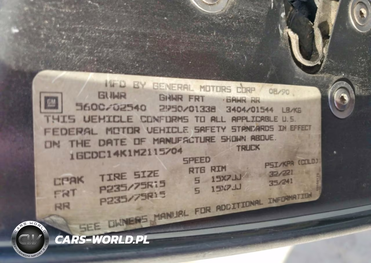 1991 Chevrolet Gmt-400 C1500 VIN:1GCDC14K1MZ115704 - 12