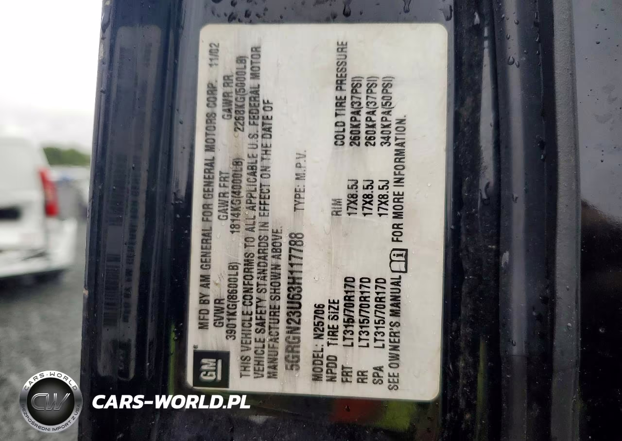 2003 Hummer H2 VIN:5GRGN23U63H117788 - 13