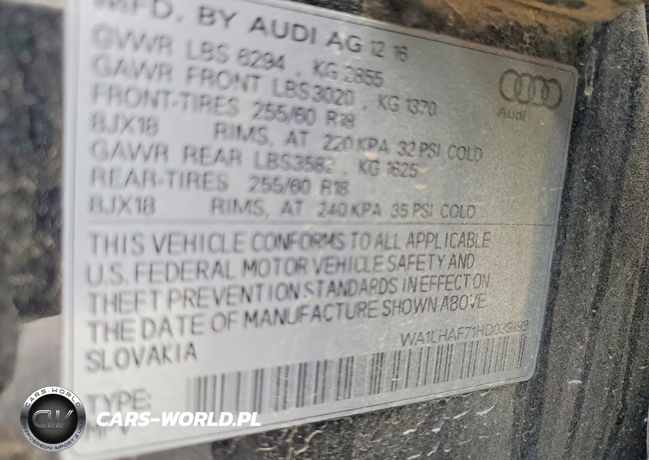2017 Audi Q7 Premium Plus VIN:WA1LHAF71HD039193 - 13