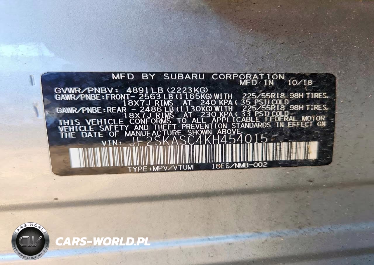 2019 Subaru Forester Limited VIN:JF2SKASC4KH454015 - 13