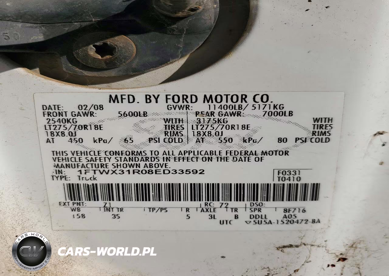2008 Ford F350 Srw Super Duty VIN:1FTWX31R08ED33592 - 13