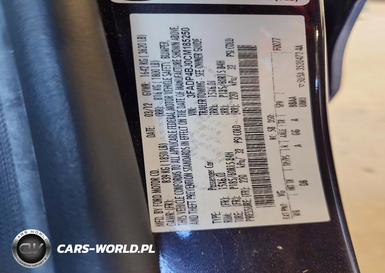 2012 Ford Fiesta Se VIN:3FADP4BJ0CM185250 - 12