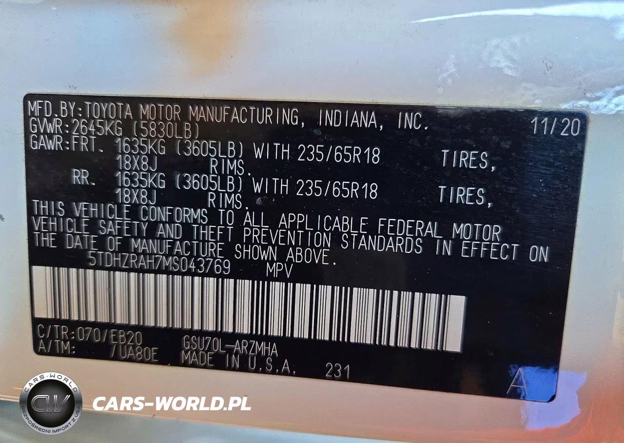 2021 Toyota Highlander Xle VIN:5TDHZRAH7MS043769 - 13