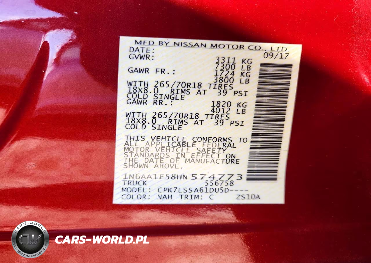 2017 Nissan Titan Sv VIN:1N6AA1E58HN574773 - 12
