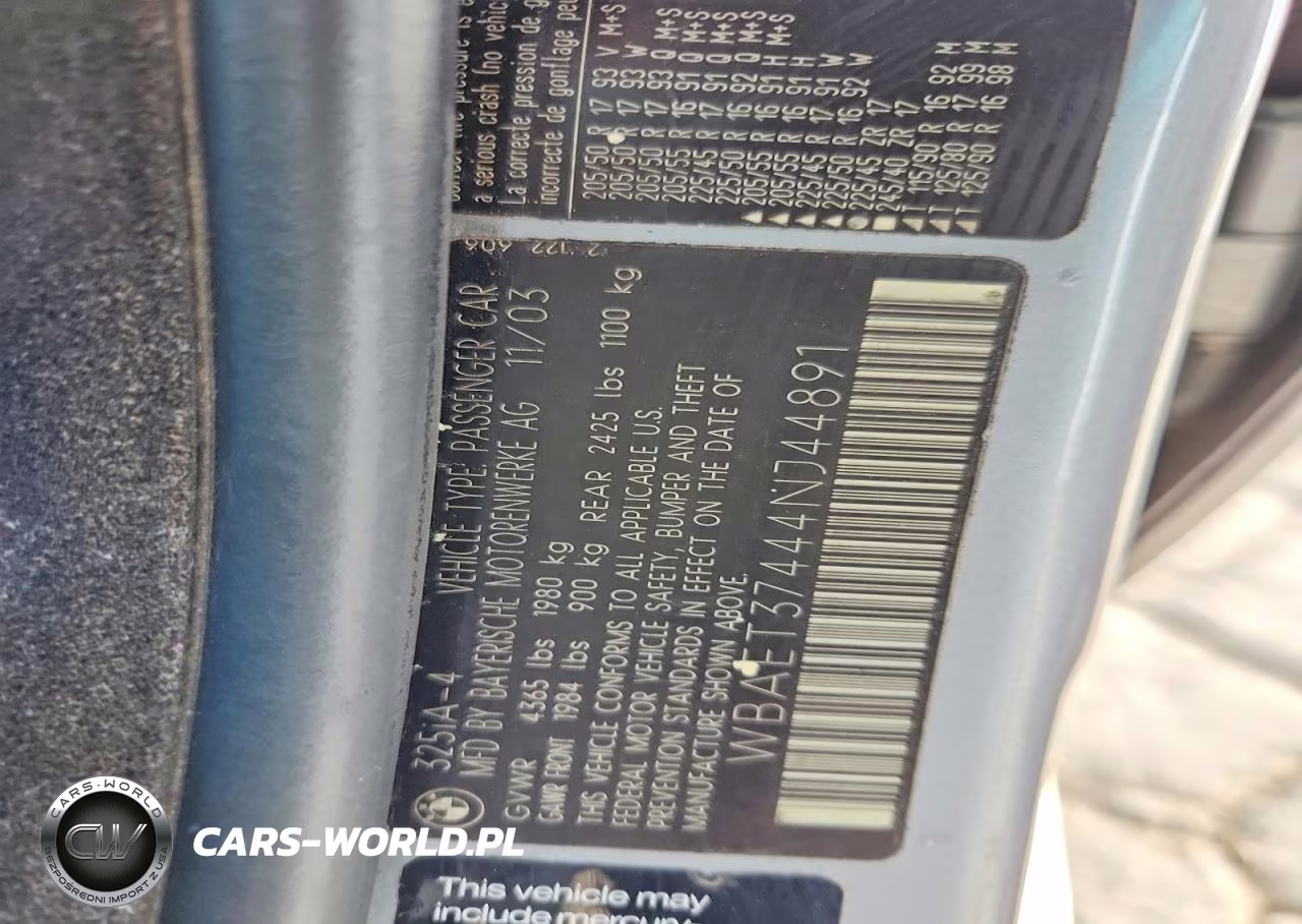 2004 BMW 325 I VIN:WBAET37444NJ44891 - 12