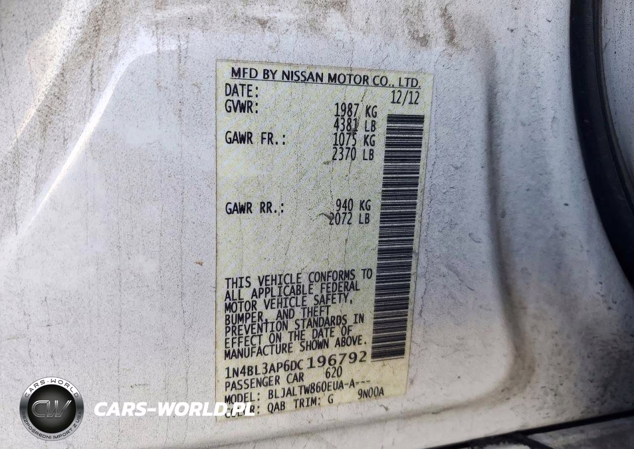 2013 Nissan Altima 3.5 S VIN:1N4BL3AP6DC196792 - 12