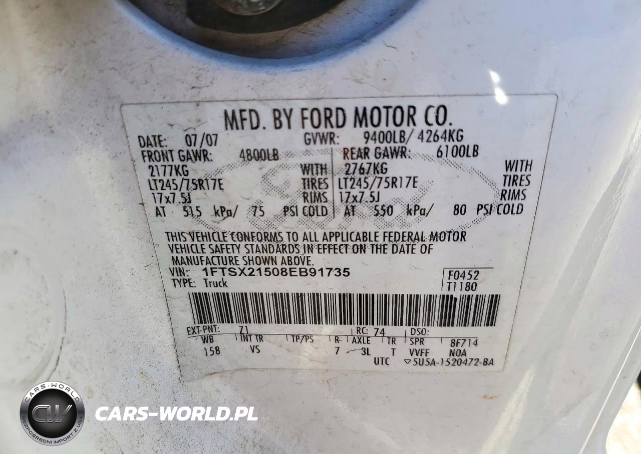 2008 Ford F250 Super Duty VIN:1FTSX21508EB91735 - 12