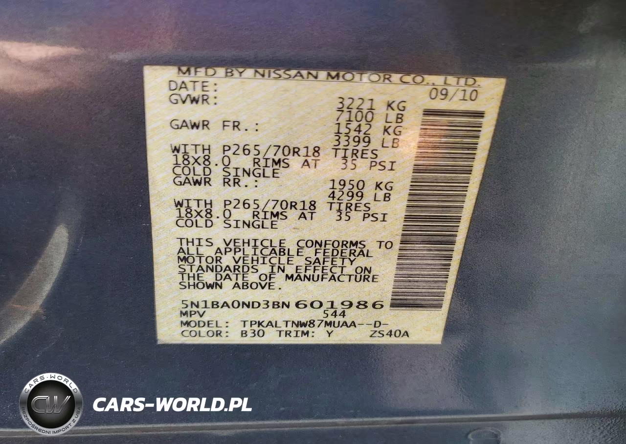 2011 Nissan Armada Sv VIN:5N1BA0ND3BN601986 - 14
