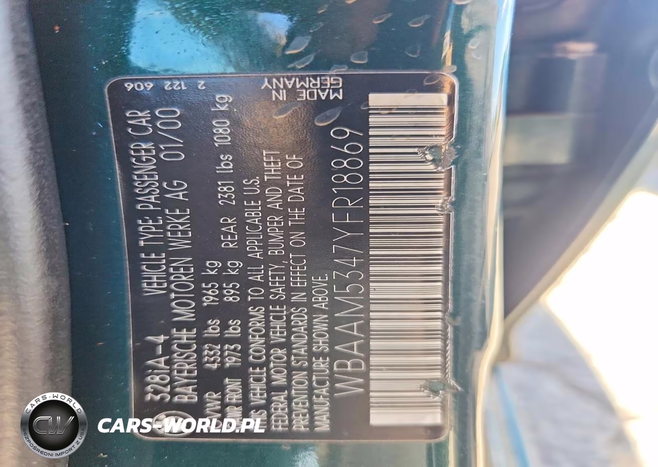 2000 BMW 328 I VIN:WBAAM5347YFR18869 - 12