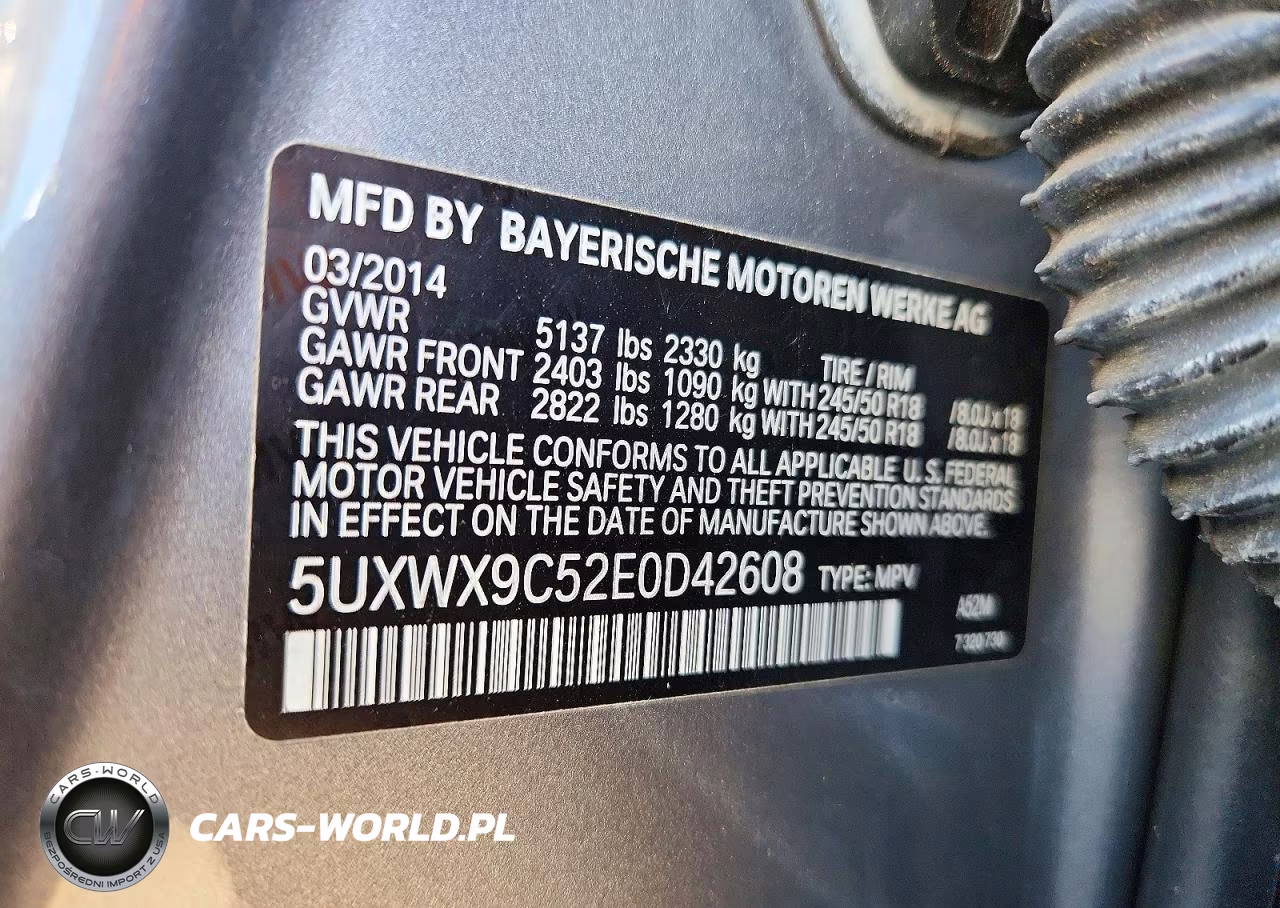 2014 BMW X3 xDrive28I VIN:5UXWX9C52E0D42608 - 13