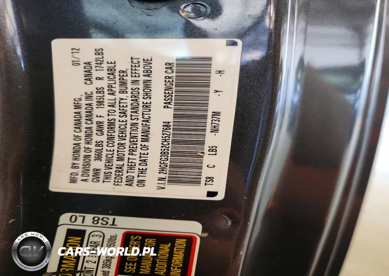 2012 Honda Civic Lx VIN:2HGFG3B52CH527684 - 13