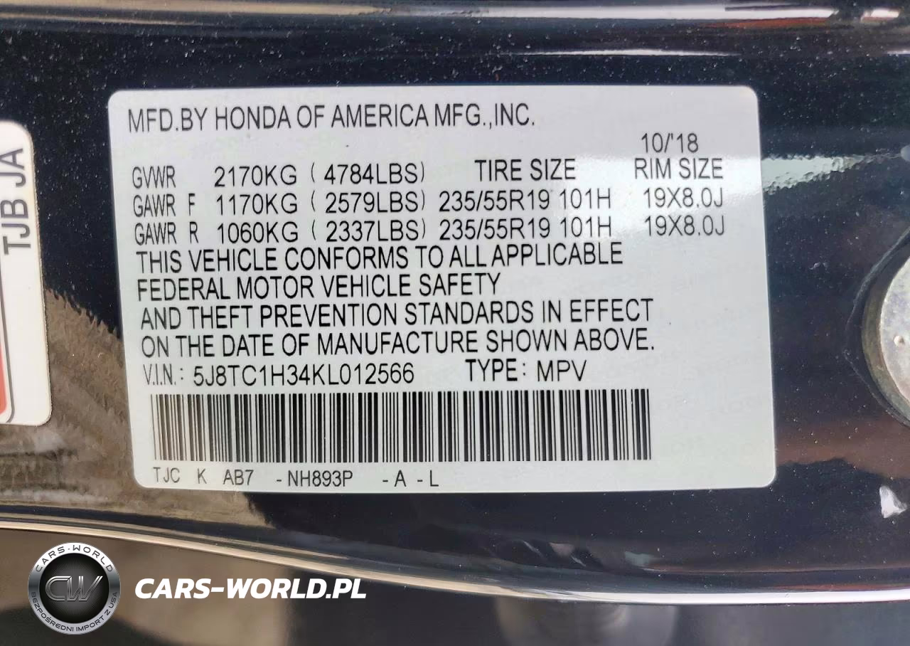 2019 Acur Rdx VIN:5J8TC1H34KL012566 - 13