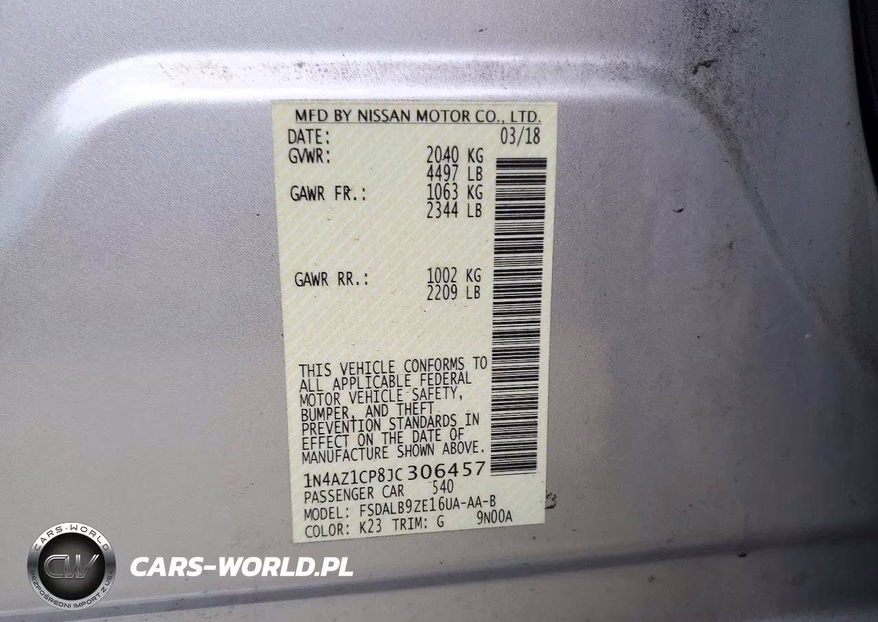 2018 Nissan Leaf S VIN:1N4AZ1CP8JC306457 - 12