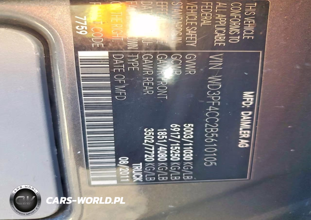 2011 Mercedes-Benz Sprinter 3500 VIN:WD3PF4CC2B5610105 - 12