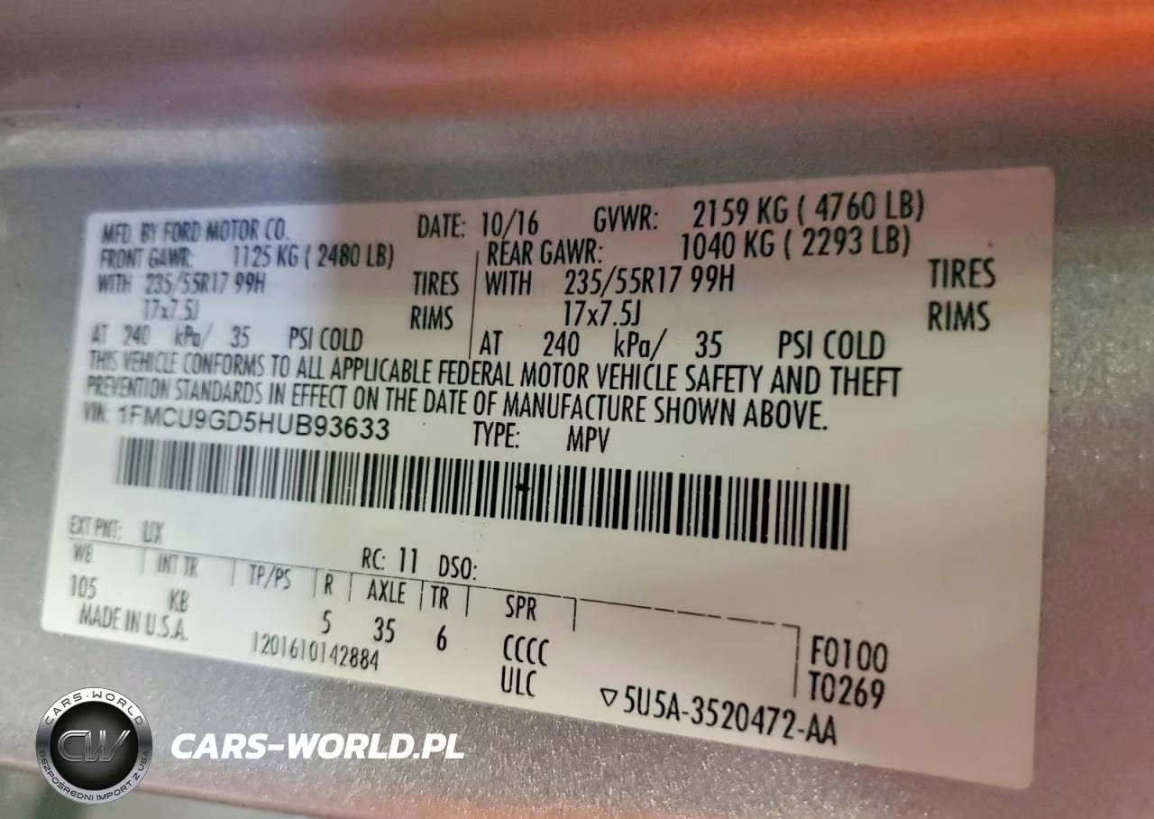 2017 Ford Escape Se VIN:1FMCU9GD5HUB93633 - 13