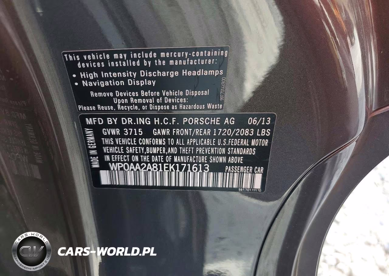 2014 Porsche Cayman VIN:WP0AA2A81EK171613 - 12