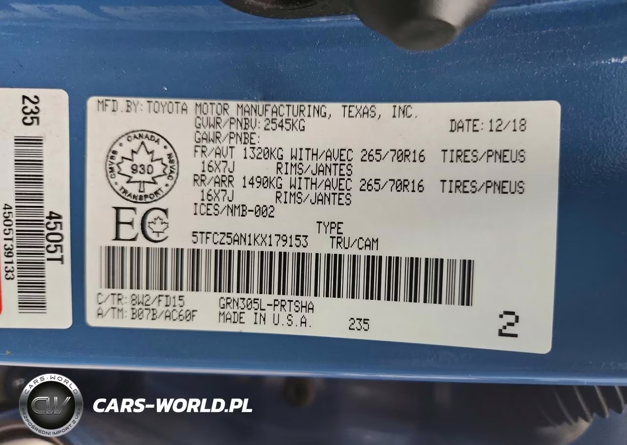 2019 Toyota Tacoma Sr V6 VIN:5TFCZ5AN1KX179153 - 12