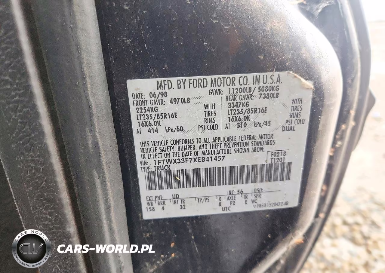 1999 Ford F350 Super Duty VIN:1FTWX33F7XEB41457 - 12