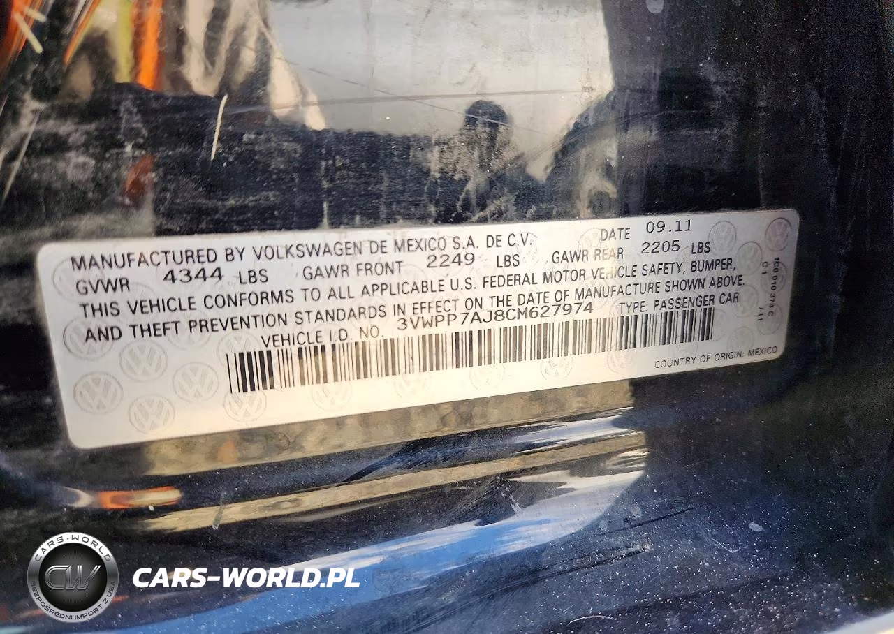 2012 Volkswagen Jetta S VIN:3VWPP7AJ8CM627974 - 12