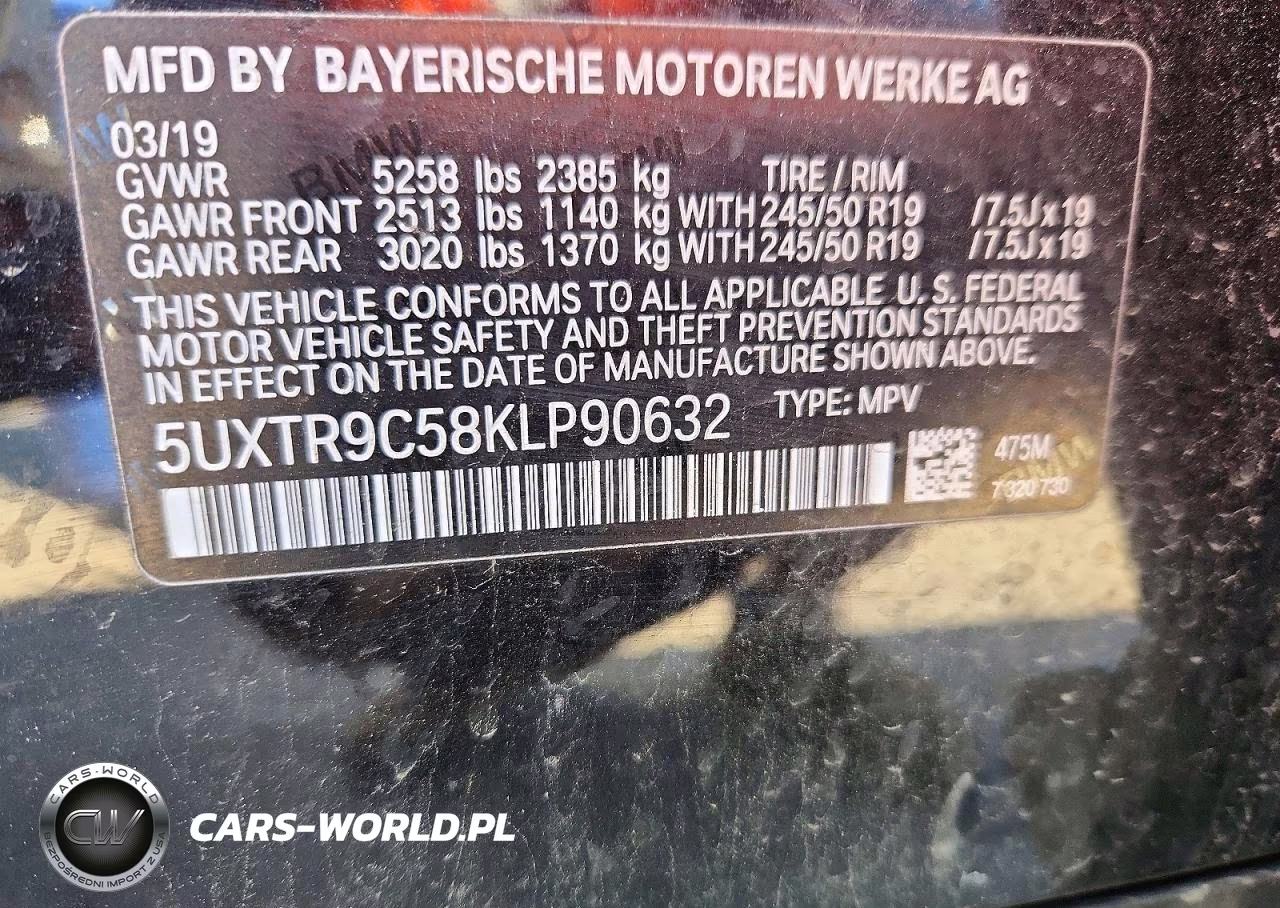 2019 BMW X3 xDrive30I VIN:5UXTR9C58KLP90632 - 13