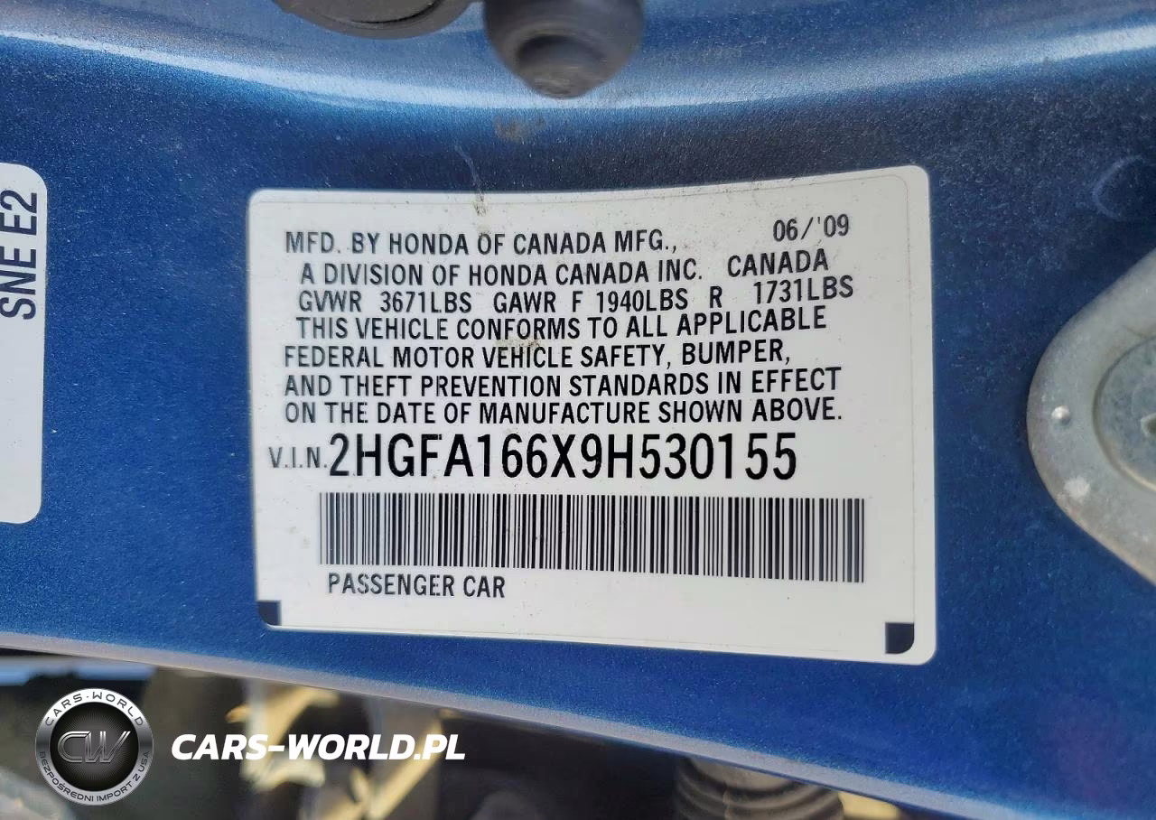 2009 Honda Civic Lx-S VIN:2HGFA166X9H530155 - 12