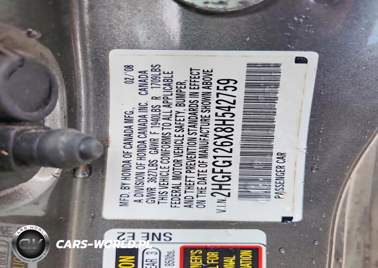 2008 Honda Civic Lx VIN:2HGFG126X8H542759 - 12