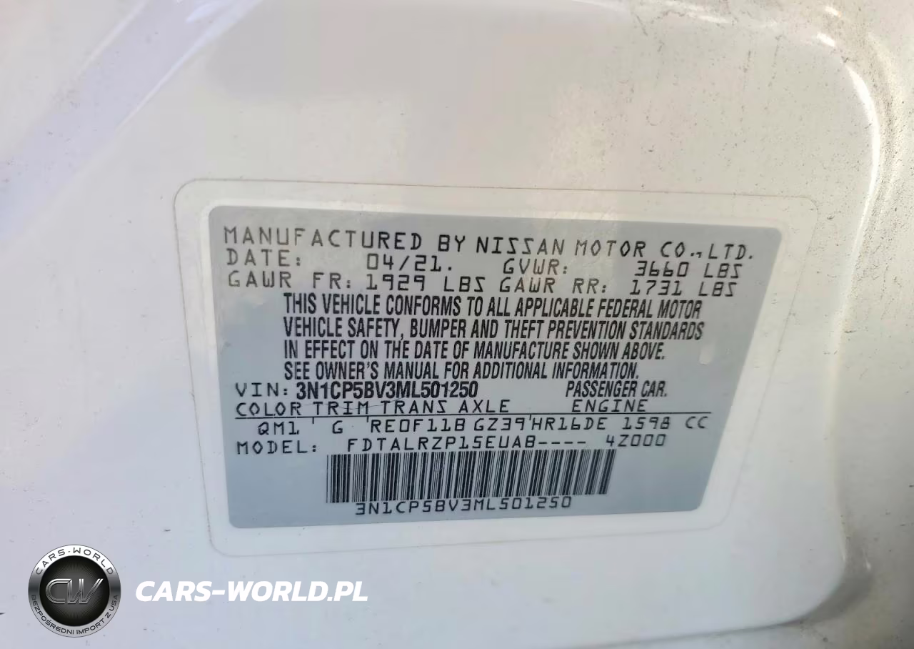 2021 Nissan Kicks S VIN:3N1CP5BV3ML501250 - 14