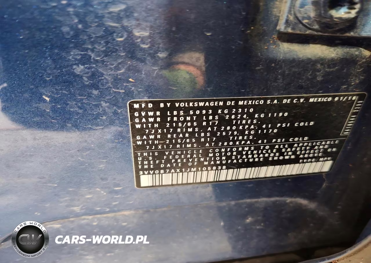 2018 Volkswagen Tiguan S VIN:3VV0B7AX1JM105838 - 13