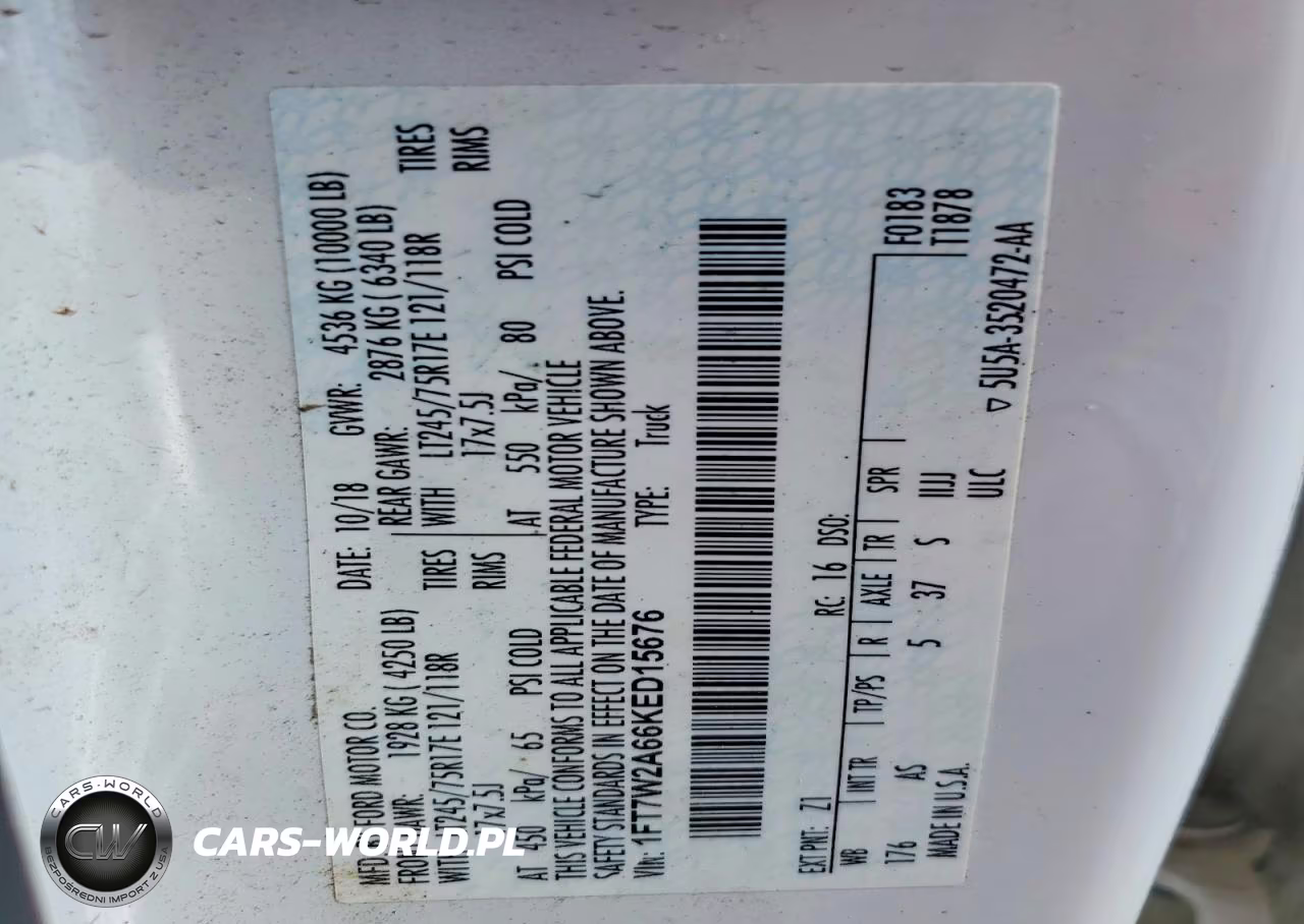 2019 Ford F350 4Wd VIN:1FT7W2A66KED15676 - 12
