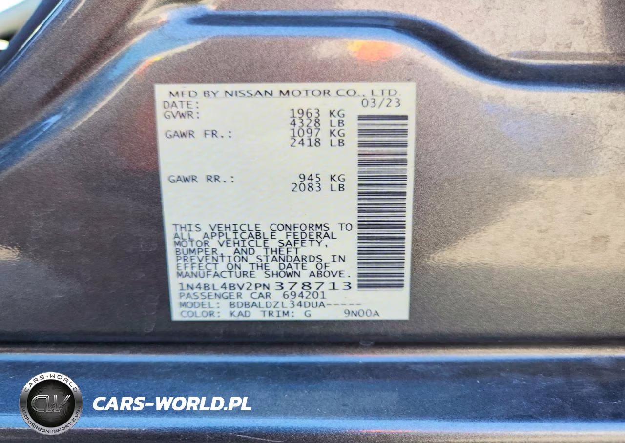 2023 Nissan Altima S VIN:1N4BL4BV2PN378713 - 12