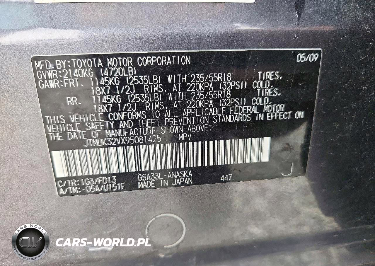 2009 Toyota Rav4 Sport VIN:JTMBK32VX95081425 - 12