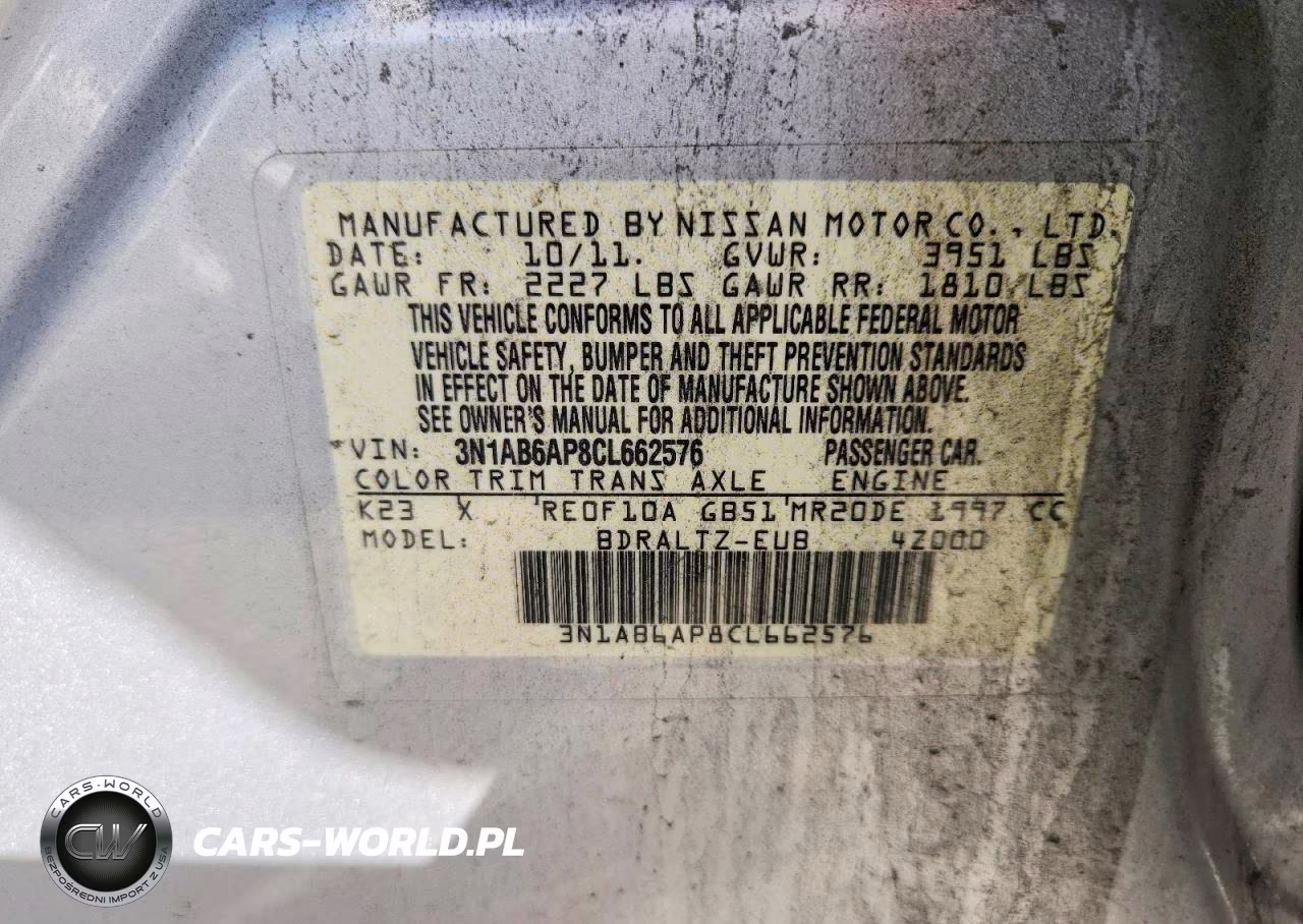 2012 Nissan Sentra 2.0 VIN:3N1AB6AP8CL662576 - 13