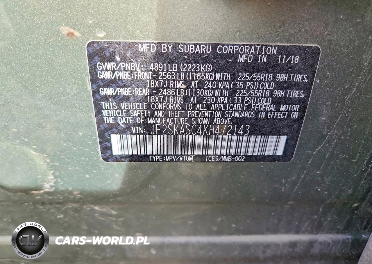 2019 Subaru Forester Limited VIN:JF2SKASC4KH472143 - 14