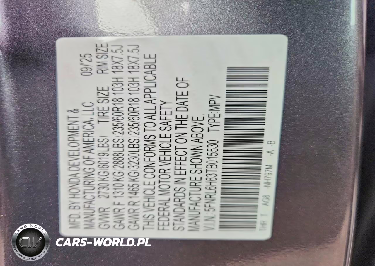 2026 Honda Odyssey Exl VIN:5FNRL6H63TB015530 - 13