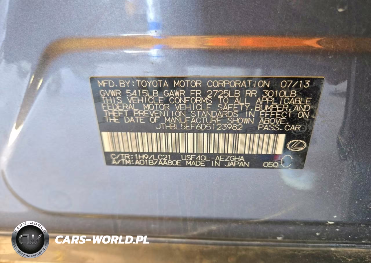 2013 Lexus Ls 460 VIN:JTHBL5EF6D5123982 - 12