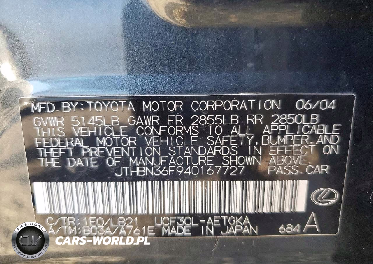 2004 Lexus Ls 430 VIN:JTHBN36F940167727 - 13
